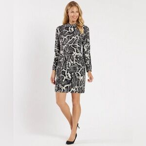 Jude Connally Long Sleeve Cameron Dress Gray Snake Print Size Small